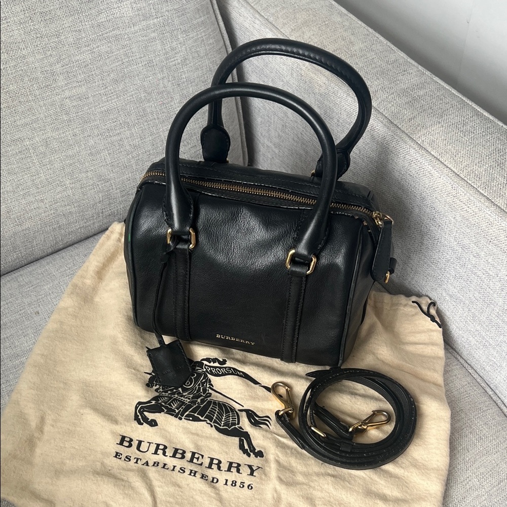 Burberry Small Alchester 2Way Bowling Bag Leather Black Women Bag
